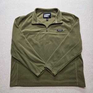 Lands' End Fleece Quarter Zip Pullover Olive Green 2XL Casual